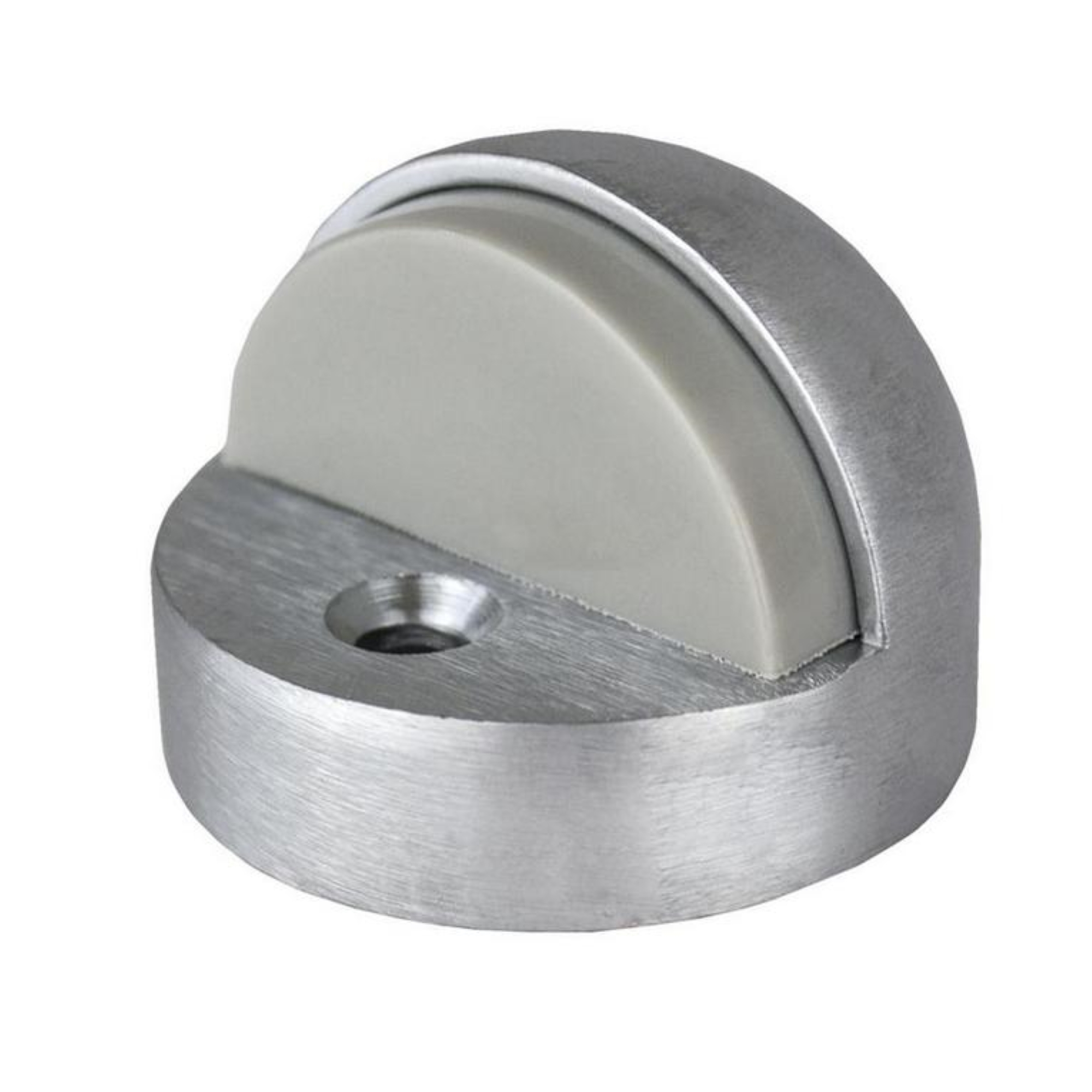 Trans Atlantic High Dome Floor Mounted Door Stop — Brushed Chrome, Wrought Steel and Cast Brass, Rubber Stopper, Model# GH-DS438-US26D